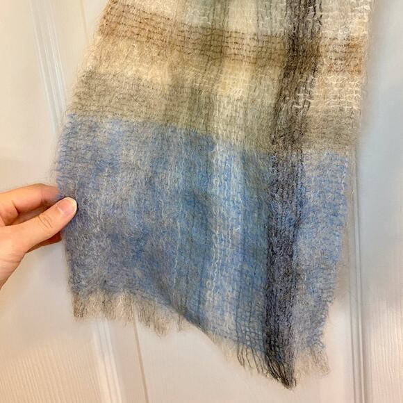 Samuel Tweed & Co Vintage Royal Scot Mohair Blue Knit Wool Scarf Unisex One Size - Picture 3 of 16